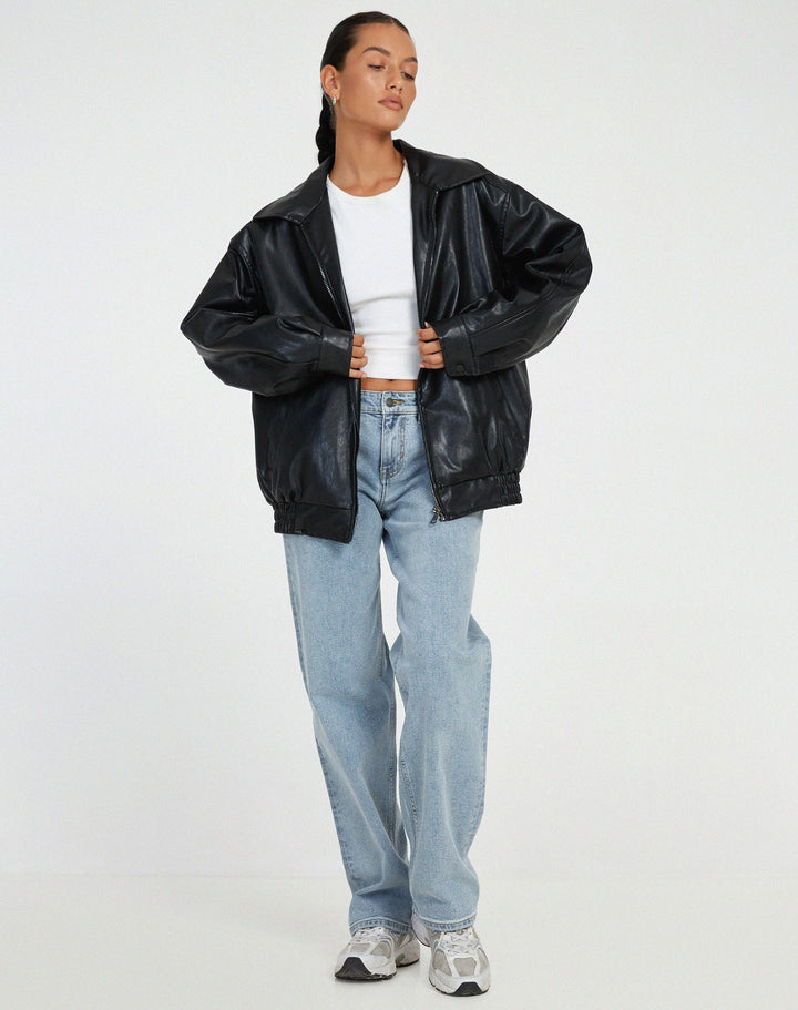 Duttini | Women’s Oversized Leather Bomber Jacket