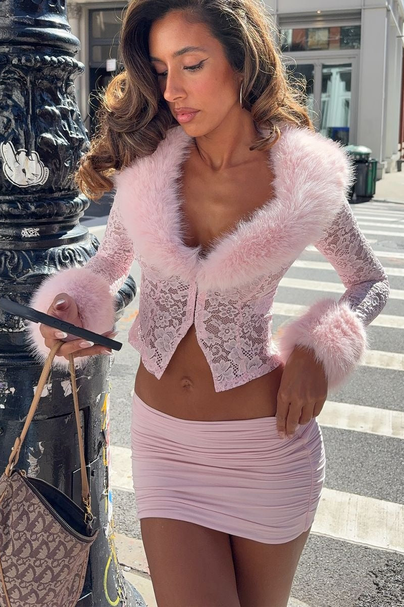 Duttini | Lace Fleece Long Sleeve Two Piece Set