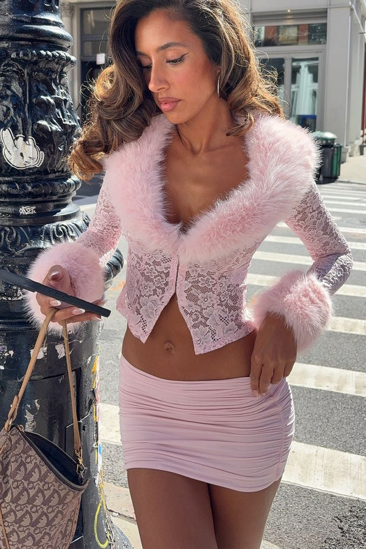 Duttini | Lace Fleece Long Sleeve Two Piece Set