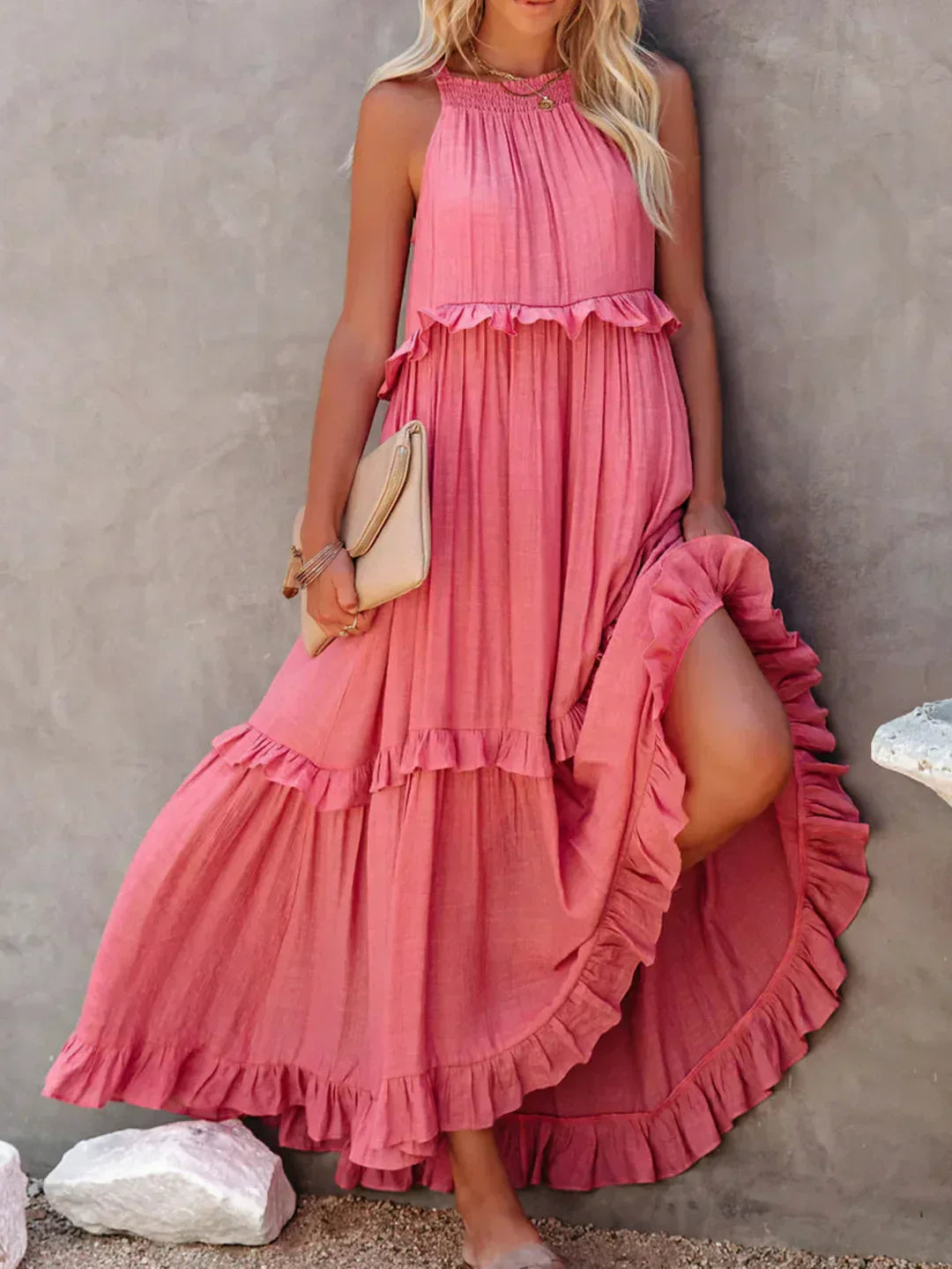 Duttini | Elegant Sleeveless Dress With Ruffles in a Flattering Cut