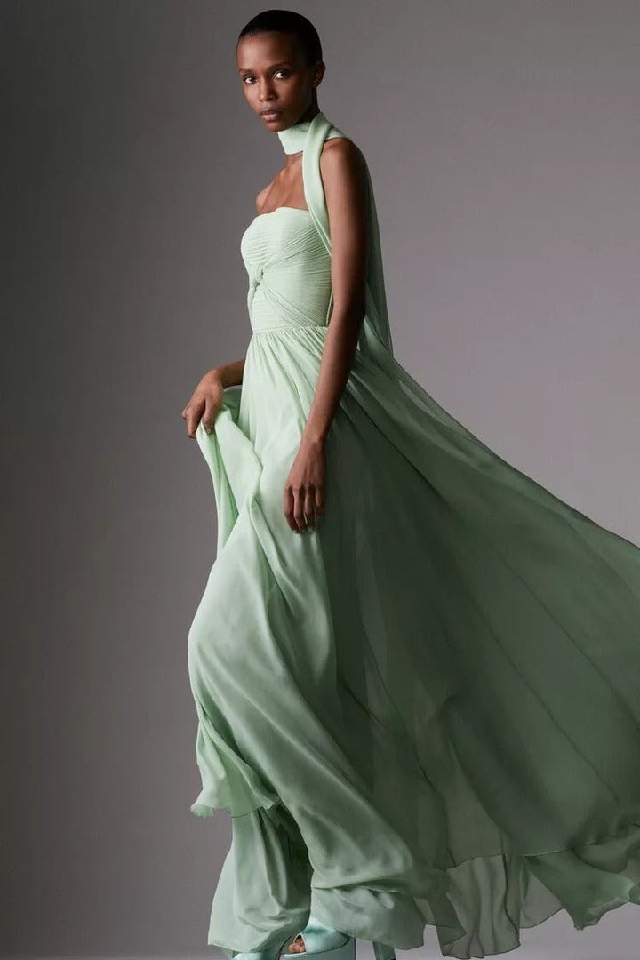 Duttini | Strapless Ruched Maxi Dress