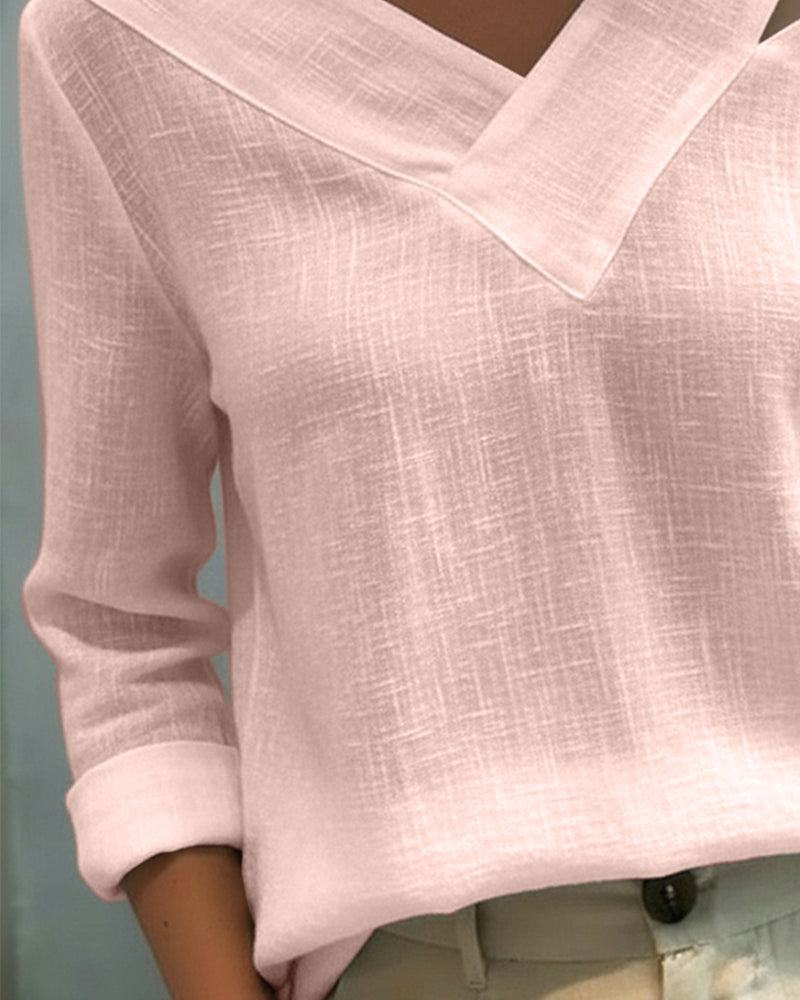 Duttini | Timeless Asymmetric V-Neck Long Sleeve Top