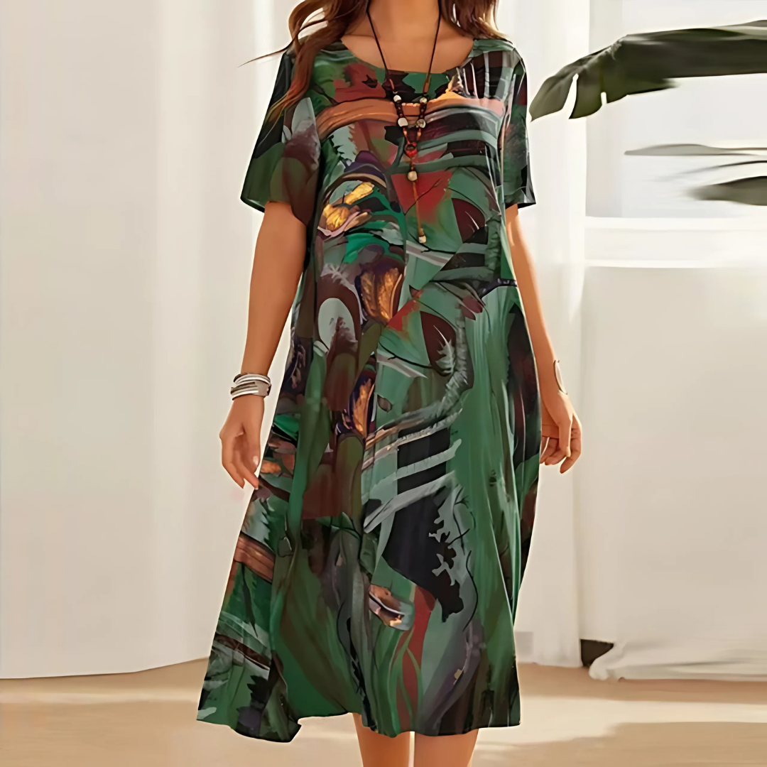 Duttini | Elegant Floral Dress with Graceful Drape
