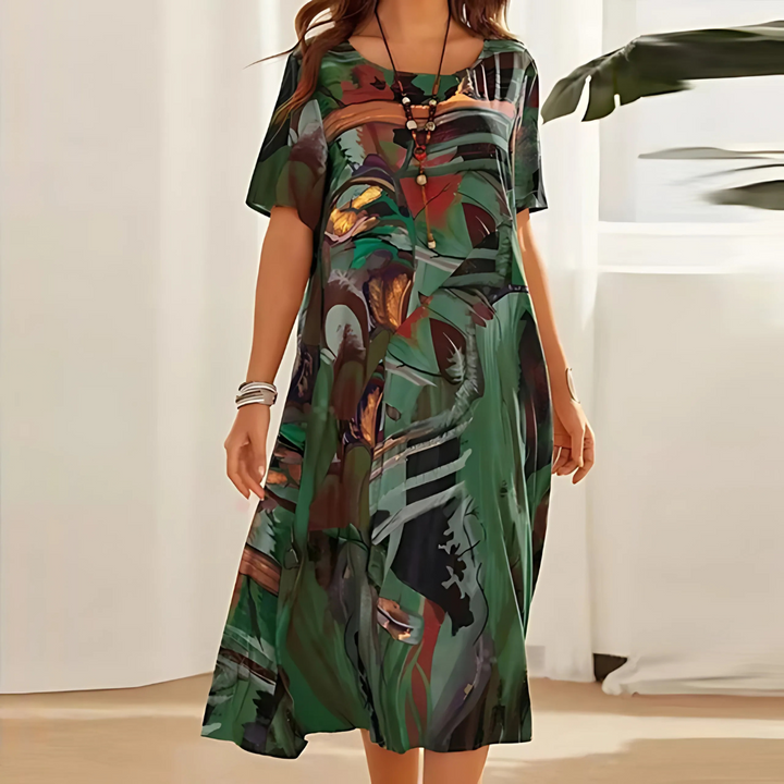 Duttini | Elegant Floral Dress with Graceful Drape