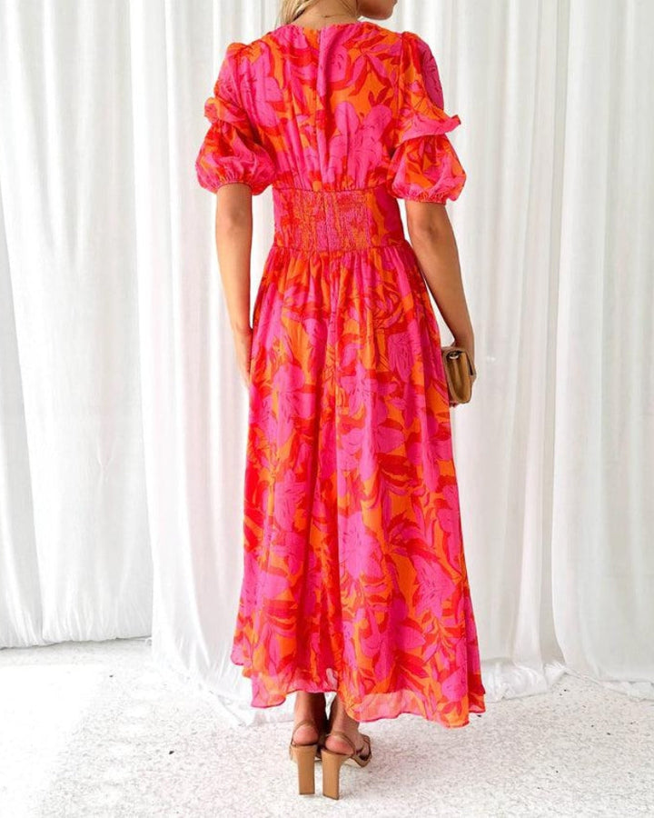 Duttini | Elegant Maxi Dress In Red Pink with a Timeless Finish