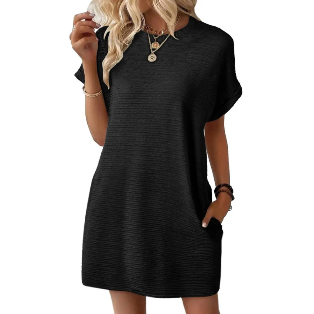 Duttini | Graceful Crew Neck Short Sleeve T-Shirt Mini Dress