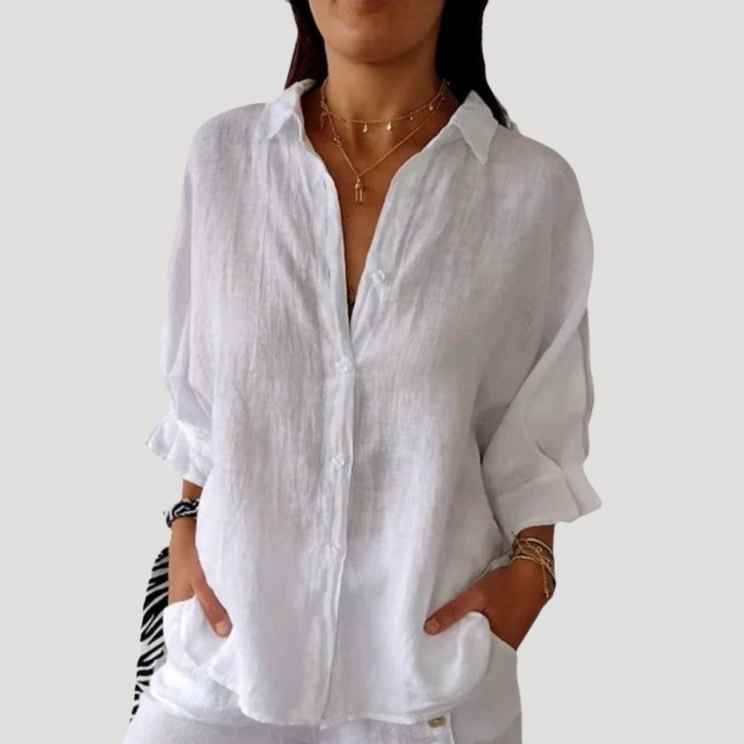 Duttini | Linen Long Sleeve Button Shirt Blouse