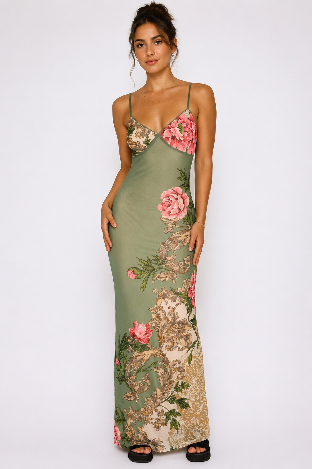 Duttini | Vintage Floral Print Slip Maxi Dress