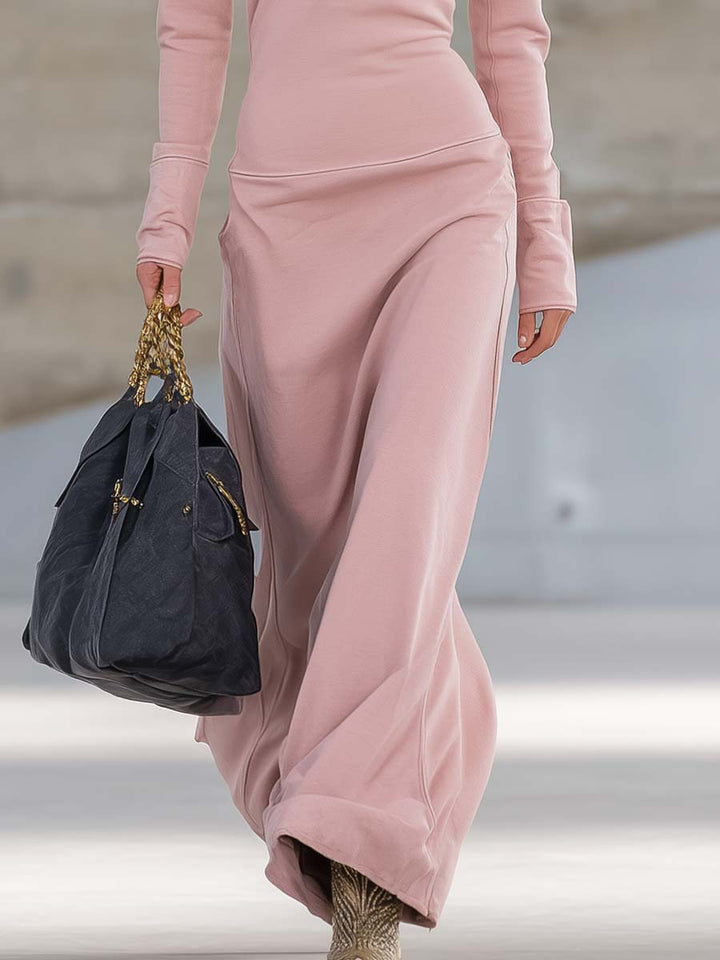 Duttini | Pink V-Neck Evening Dress