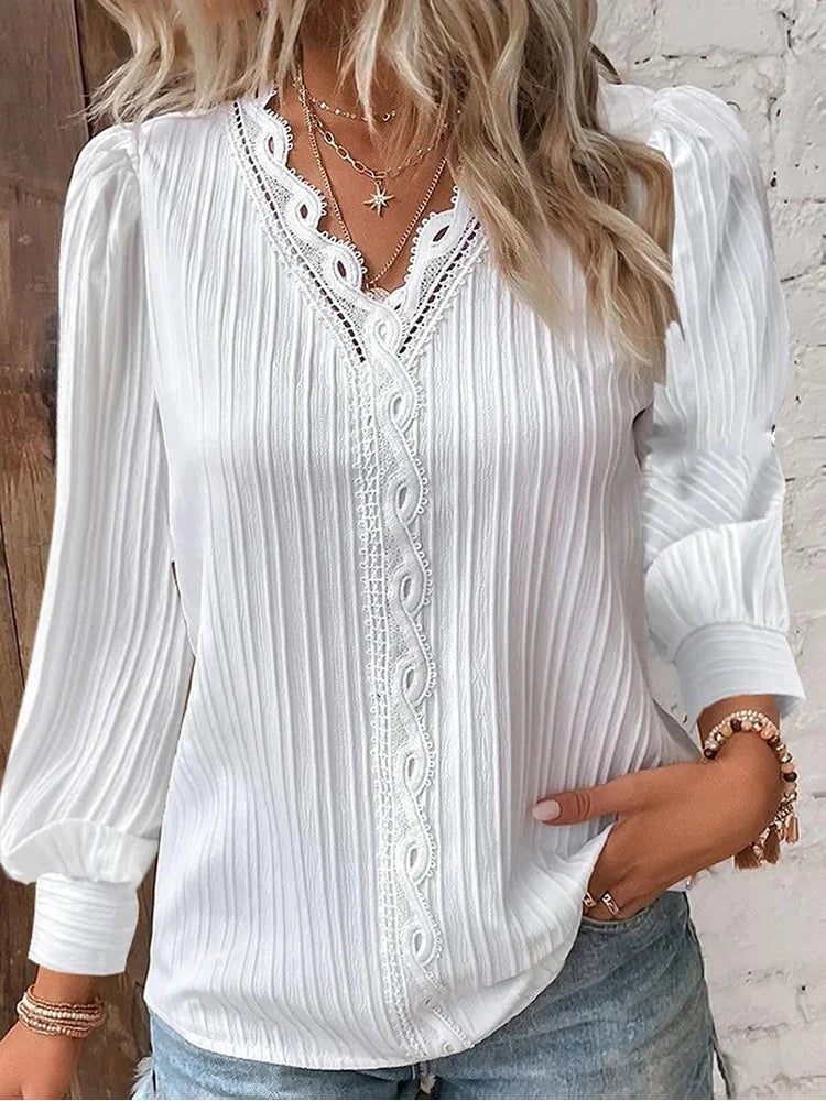 Duttini | Feminine Blouse With Chiffon And Lace Details