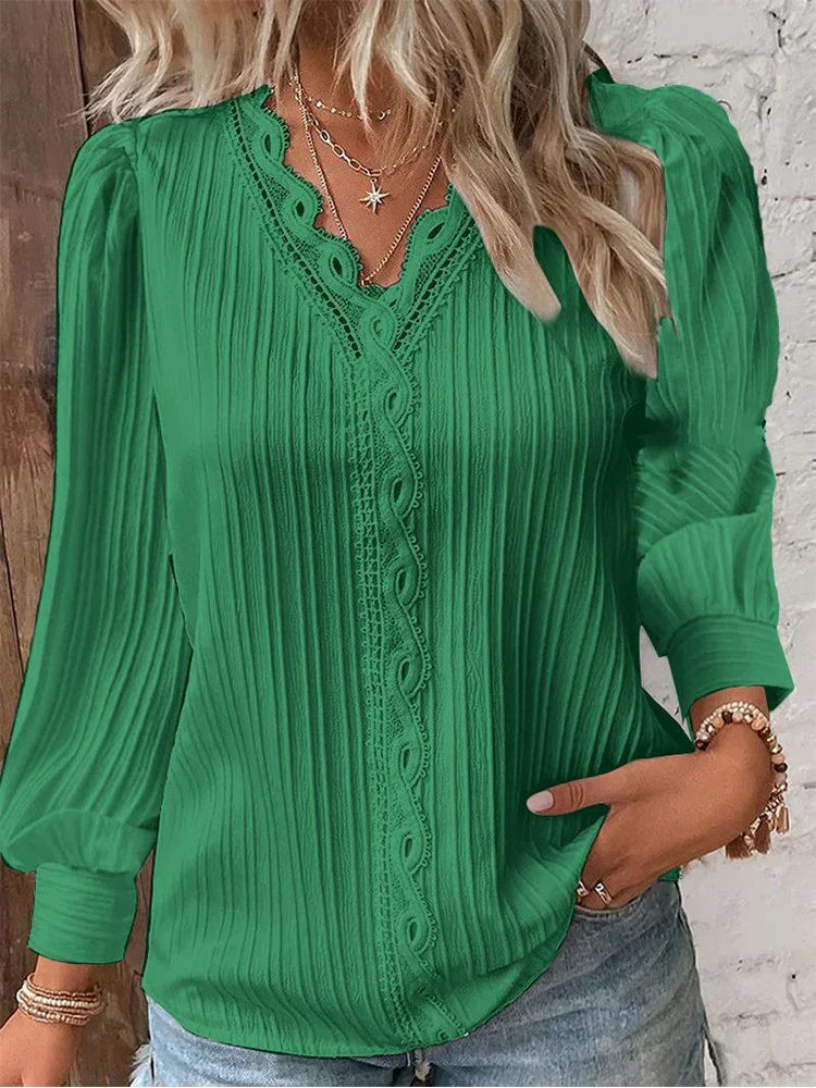 Duttini | Feminine Blouse With Chiffon And Lace Details