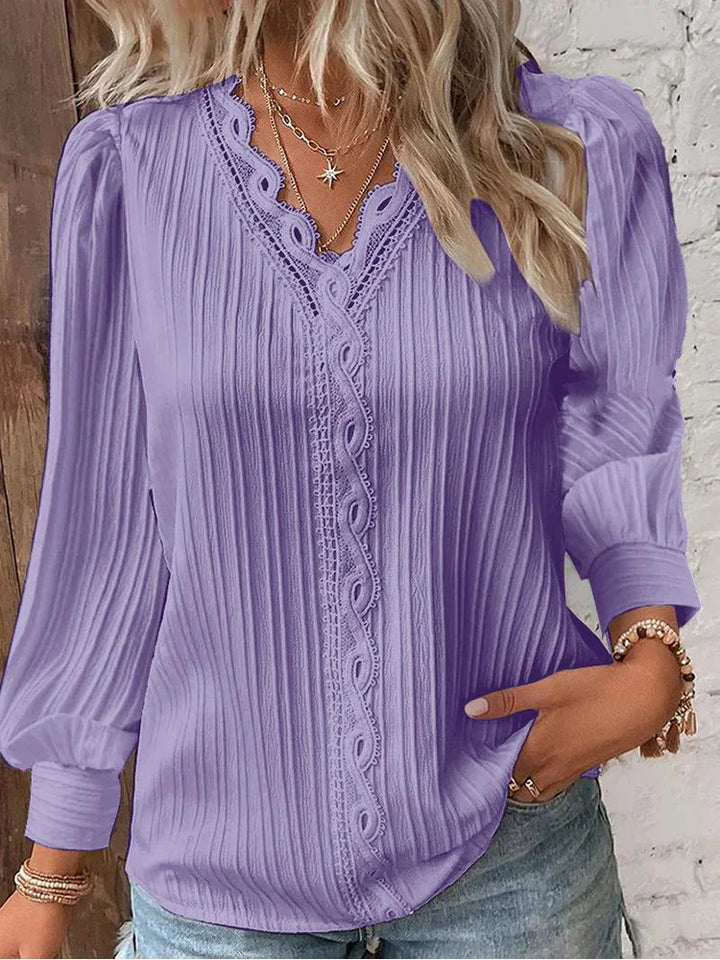 Duttini | Feminine Blouse With Chiffon And Lace Details