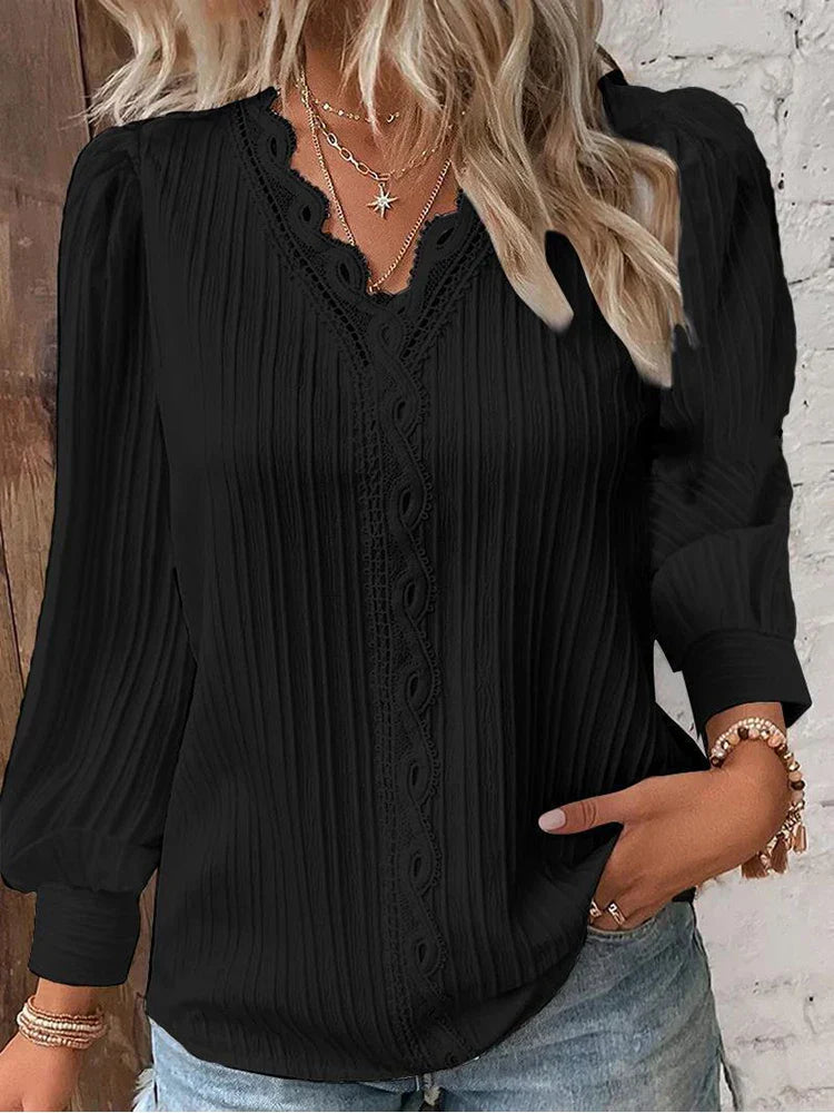 Duttini | Feminine Blouse With Chiffon And Lace Details