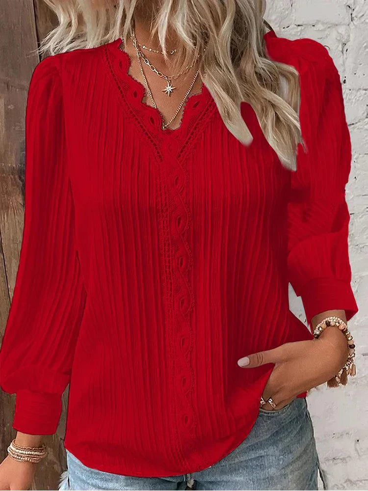 Duttini | Feminine Blouse With Chiffon And Lace Details