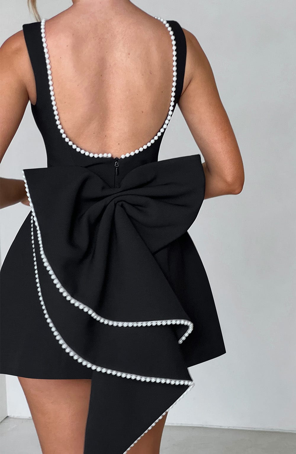 Duttini | Modern Pearl Trim A-Line Mini Dress Sleeveless