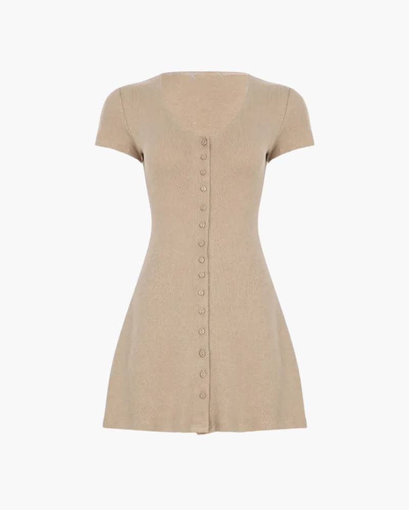Duttini | Ribbed Contour Buttoned Mini Dress