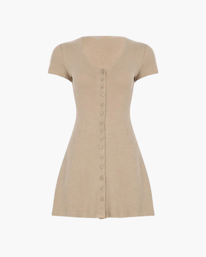Duttini | Ribbed Contour Buttoned Mini Dress