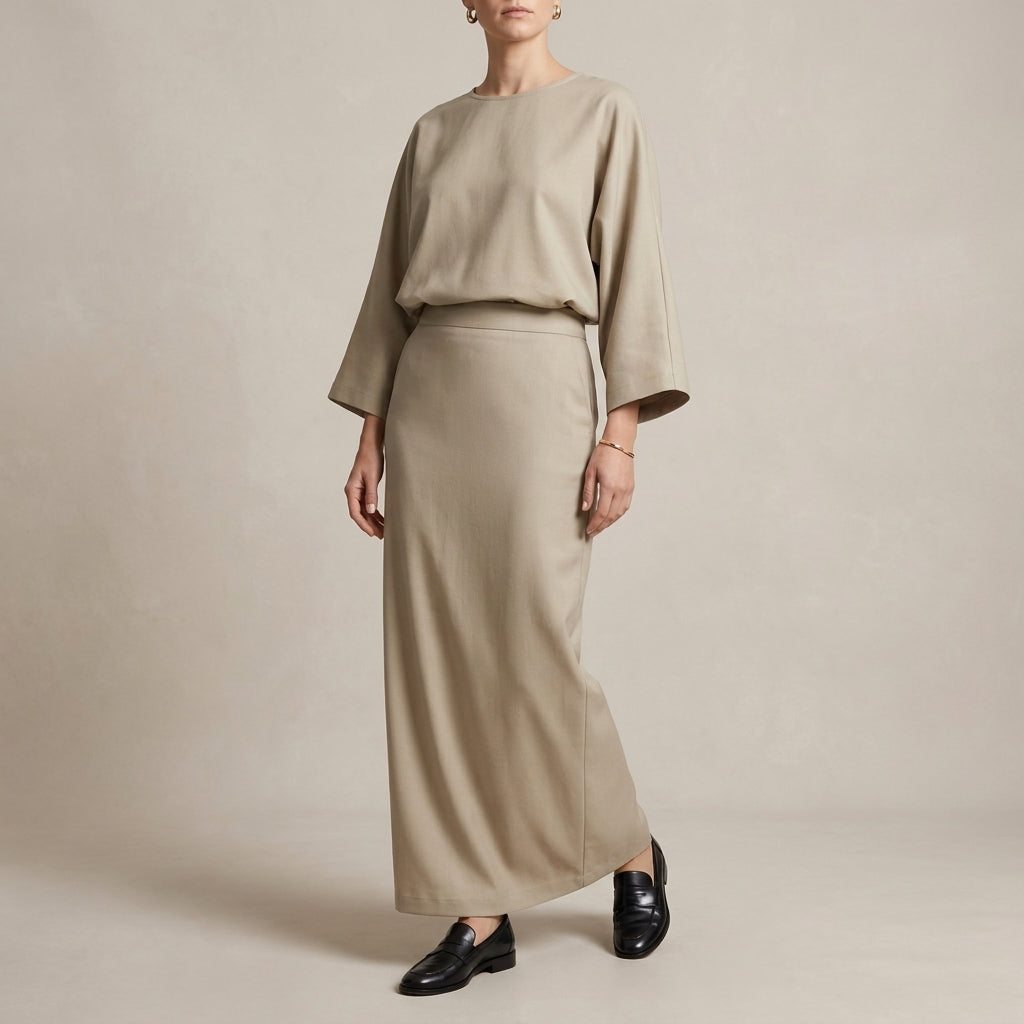 Duttini | Statement Two-Piece Textured Woven Skirt Suit With Draped High-Waist Silhouette