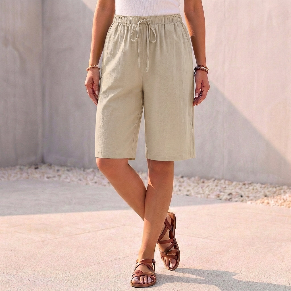 Duttini | Luxe Relaxed Fit Bermuda Shorts With Drawstring Waist