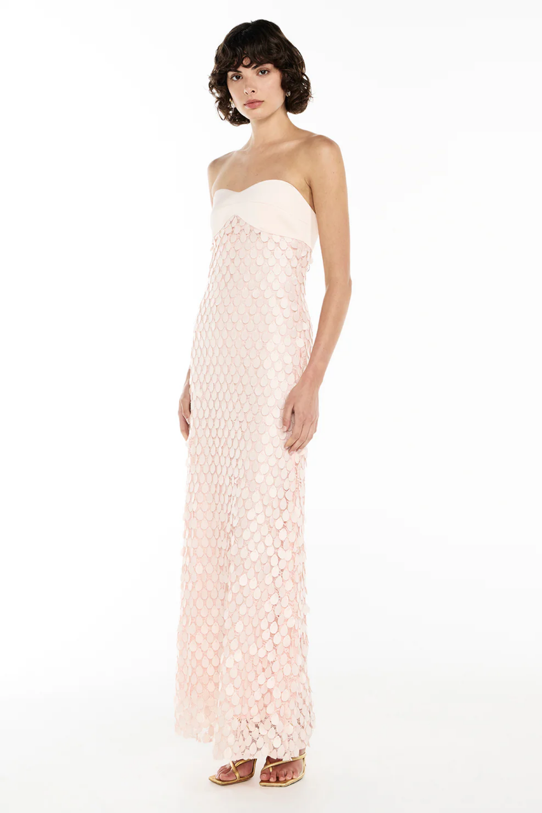 Duttini | Sculpted Petal Texture Strapless Evening Dress