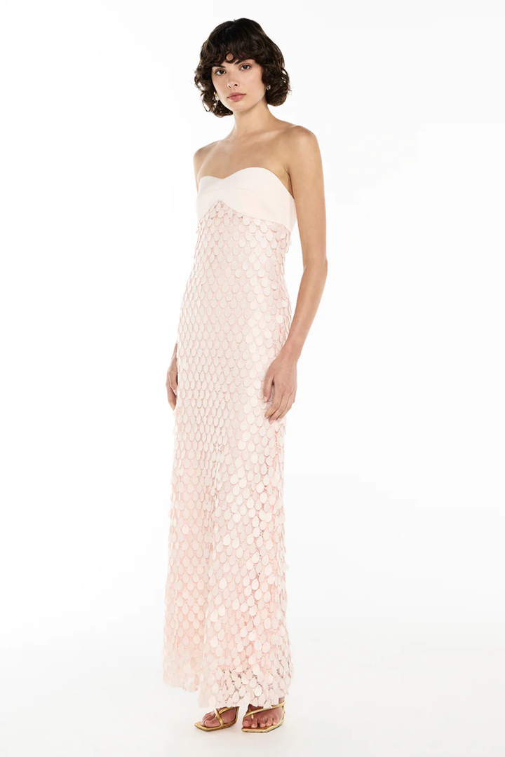 Duttini | Sculpted Petal Texture Strapless Evening Dress