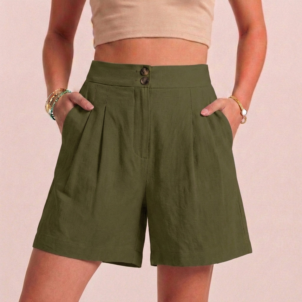 Duttini | Luxe Relaxed Paperbag Waist Shorts With Tailored Side Pockets