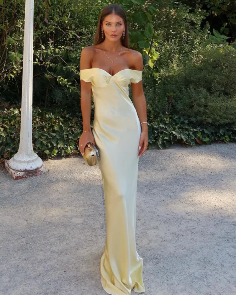 Duttini | Off-shoulder satin evening gown