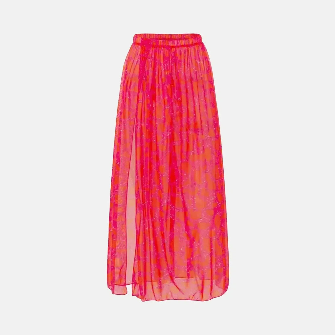 Duttini | Ruffled Bikini and Slit Skirt Set - Pink