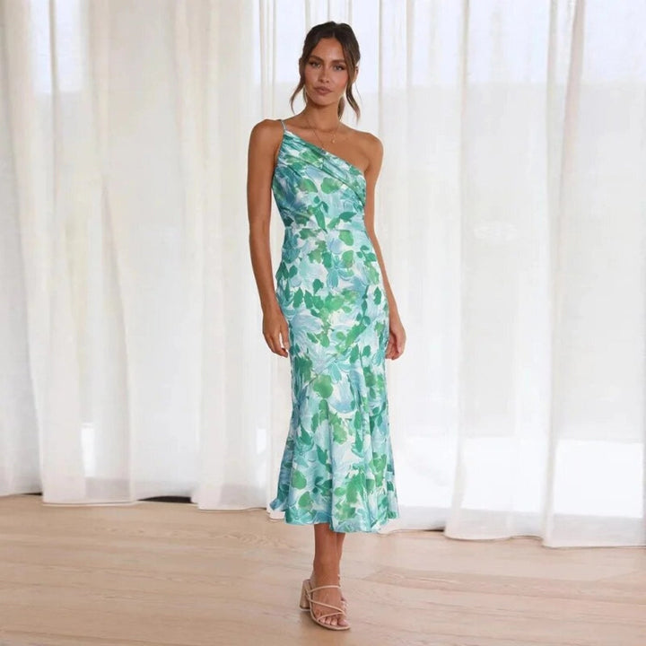 Duttini | Refined Maxi Dress With Asymmetrical Cut And Floral Pattern