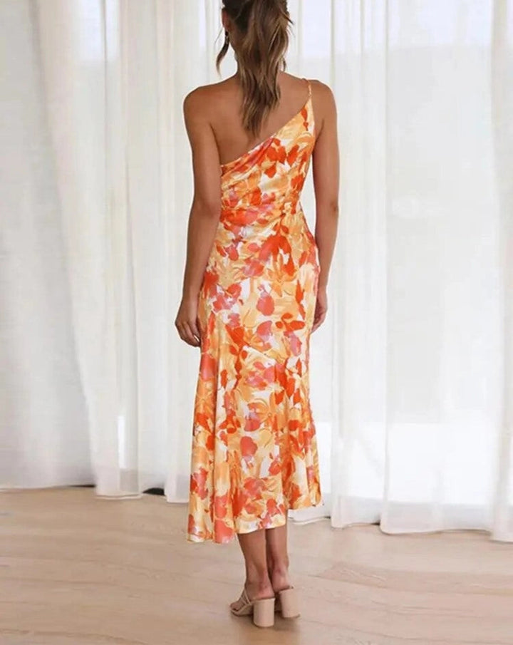 Duttini | Refined Maxi Dress With Asymmetrical Cut And Floral Pattern