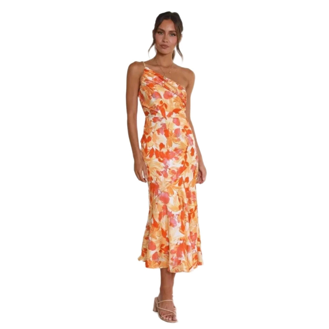Duttini | Refined Maxi Dress With Asymmetrical Cut And Floral Pattern