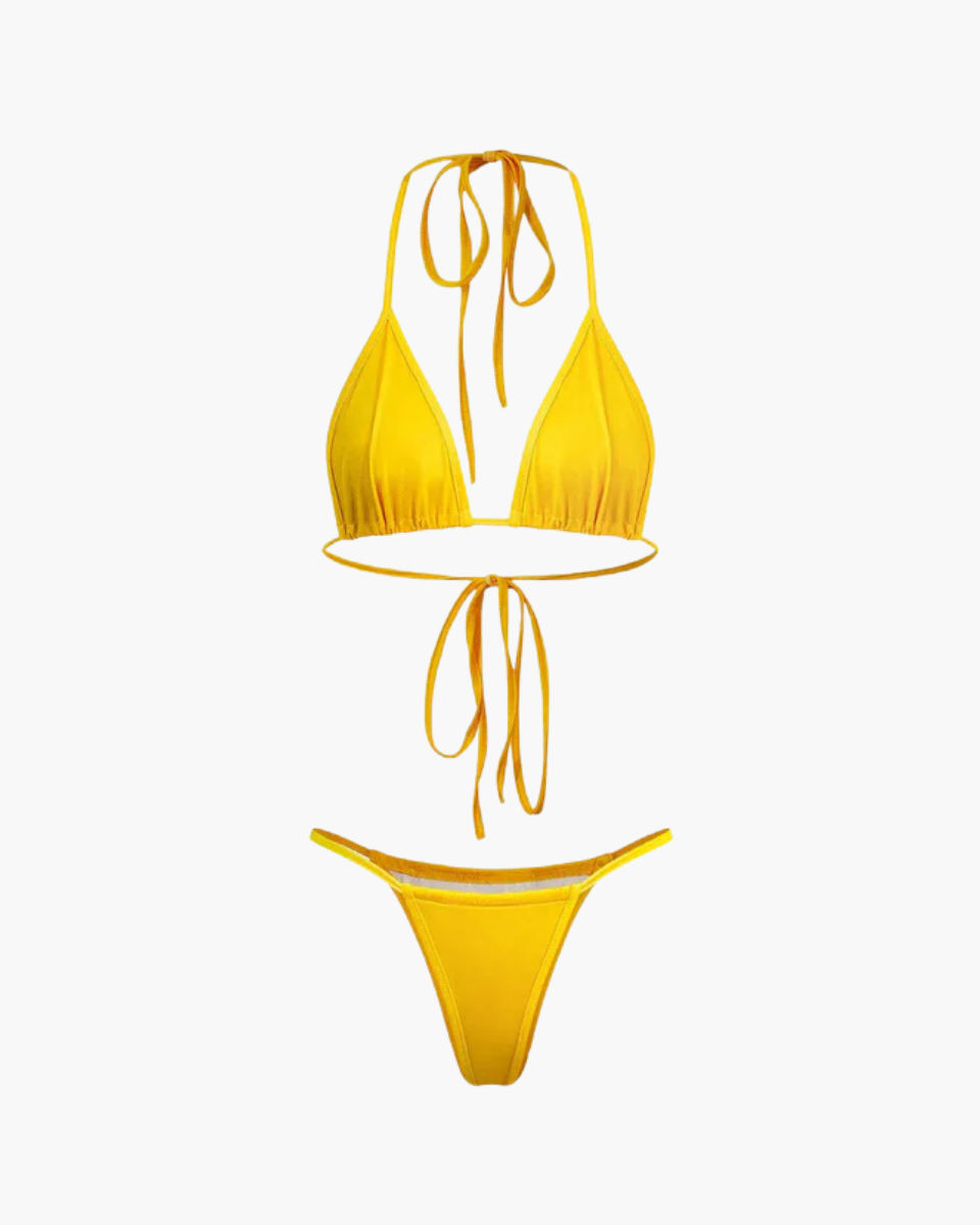 Duttini | Three-piece mesh wrap bikini set