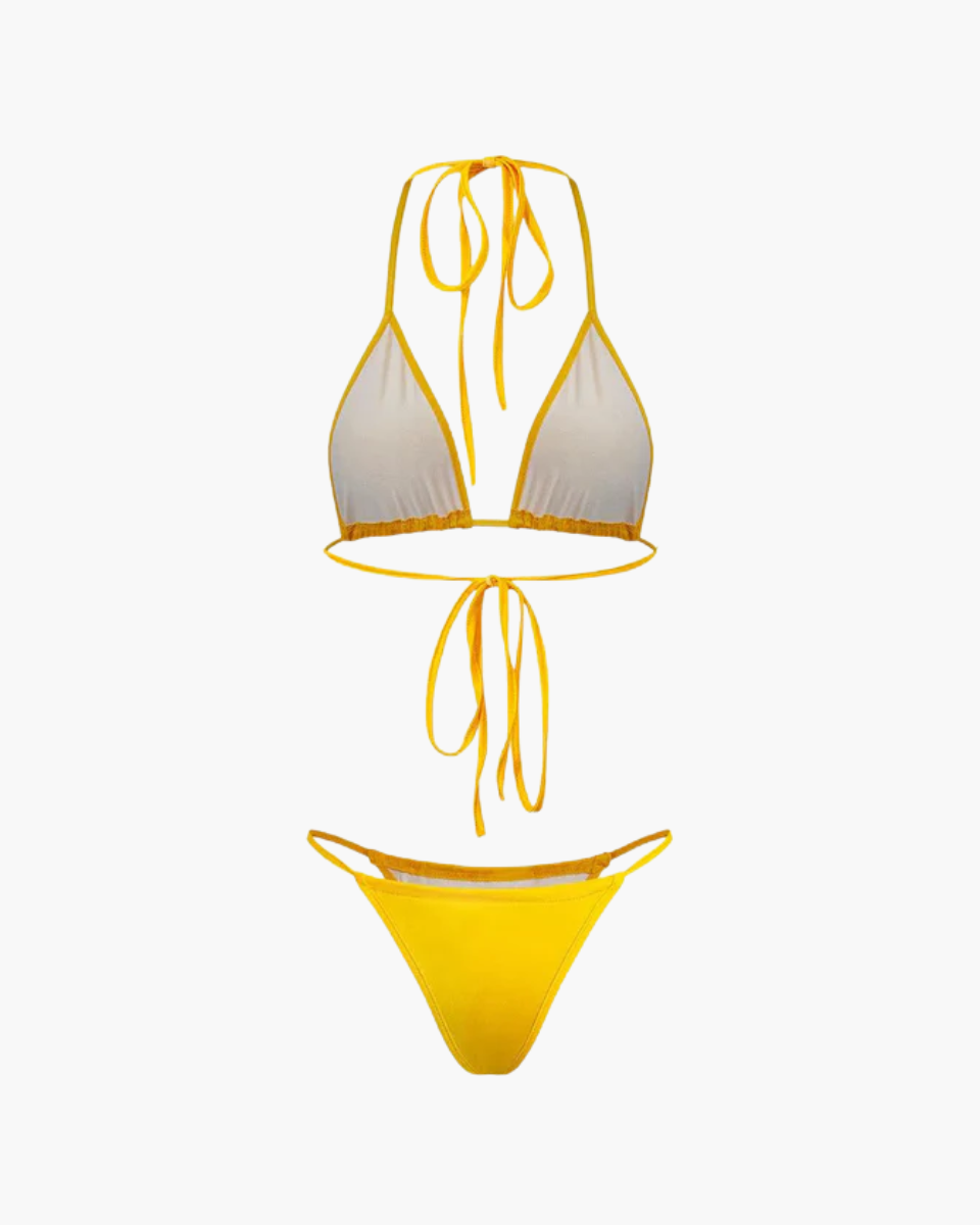Duttini | Three-piece mesh wrap bikini set