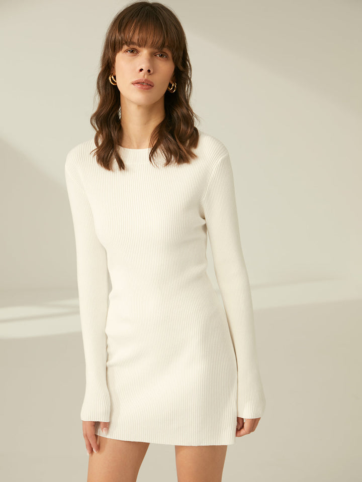 Duttini | Slim Fit Ribbed Dress in Soft Viscose for Women
