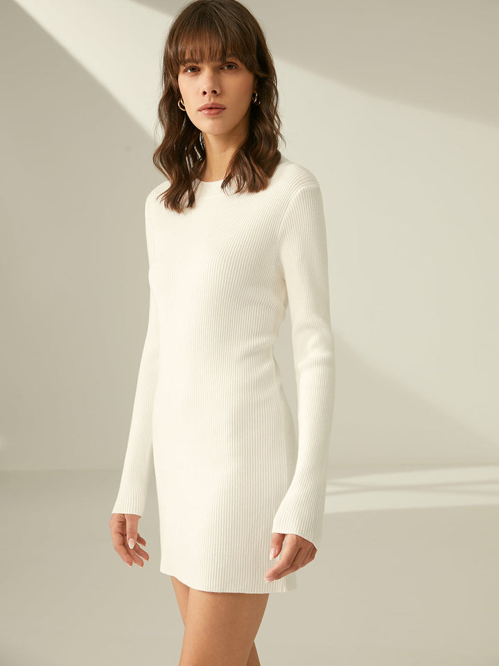 Duttini | Slim Fit Ribbed Dress in Soft Viscose for Women