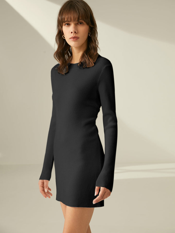 Duttini | Slim Fit Ribbed Dress in Soft Viscose for Women