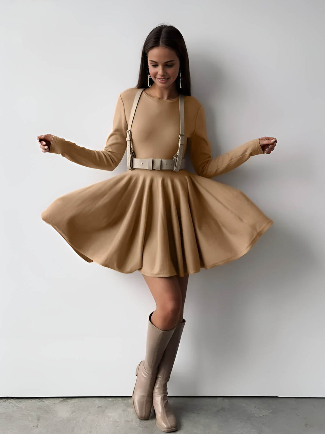 Duttini | Pleated Sweater Dress for Women in Knit with Stretch Fit