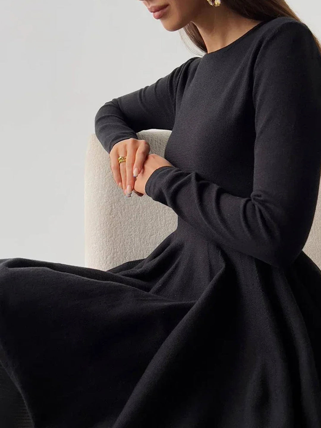 Duttini | Pleated Sweater Dress for Women in Knit with Stretch Fit