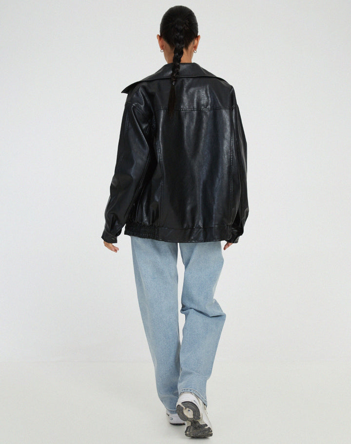 Duttini | Women’s Oversized Leather Bomber Jacket