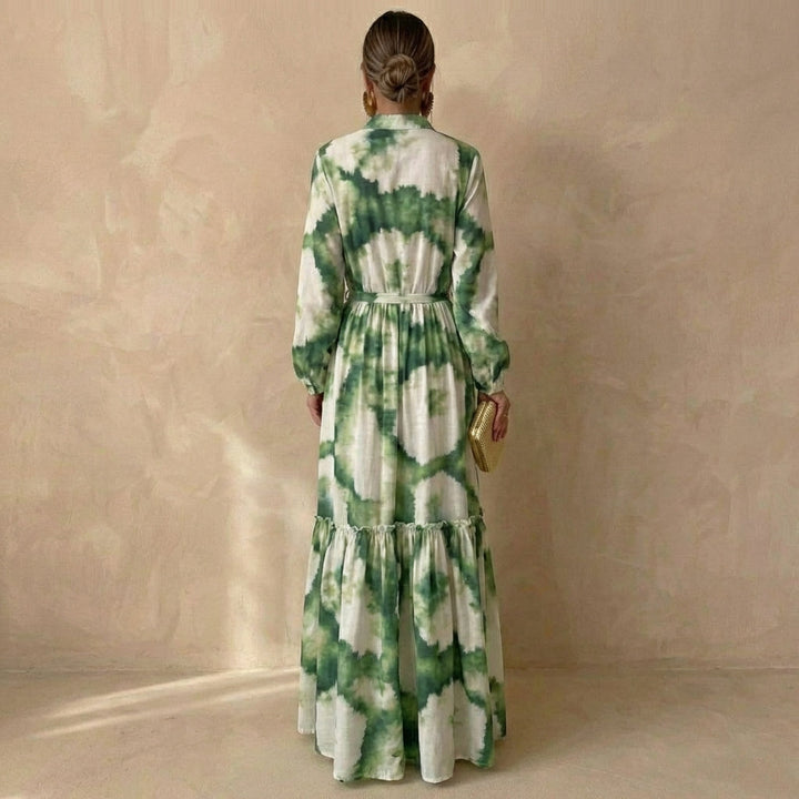 Duttini | Elegant Tiered Maxi Dress With Tie-Waist And Ruffled Details For Special Occasions