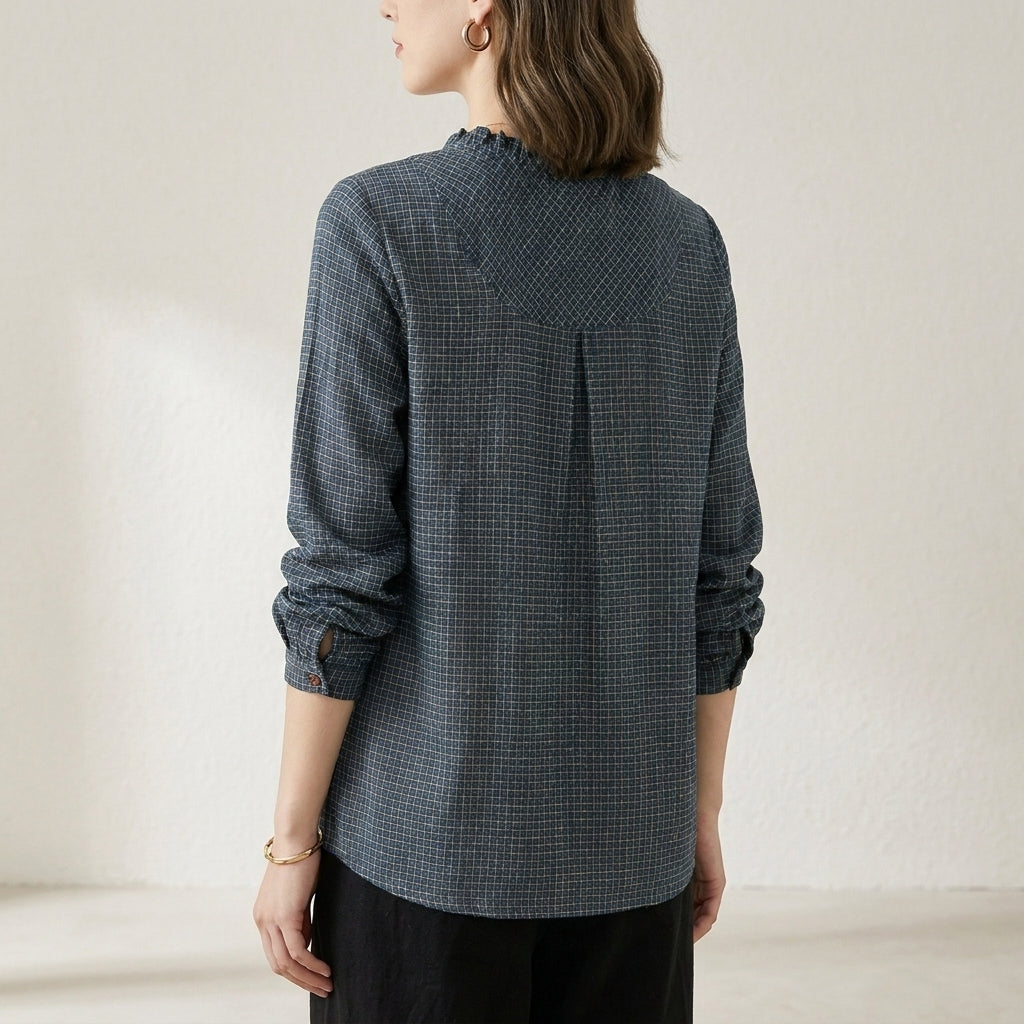Duttini | Chic Relaxed Geometric Button Blouse With Loose-Fit Sleeves