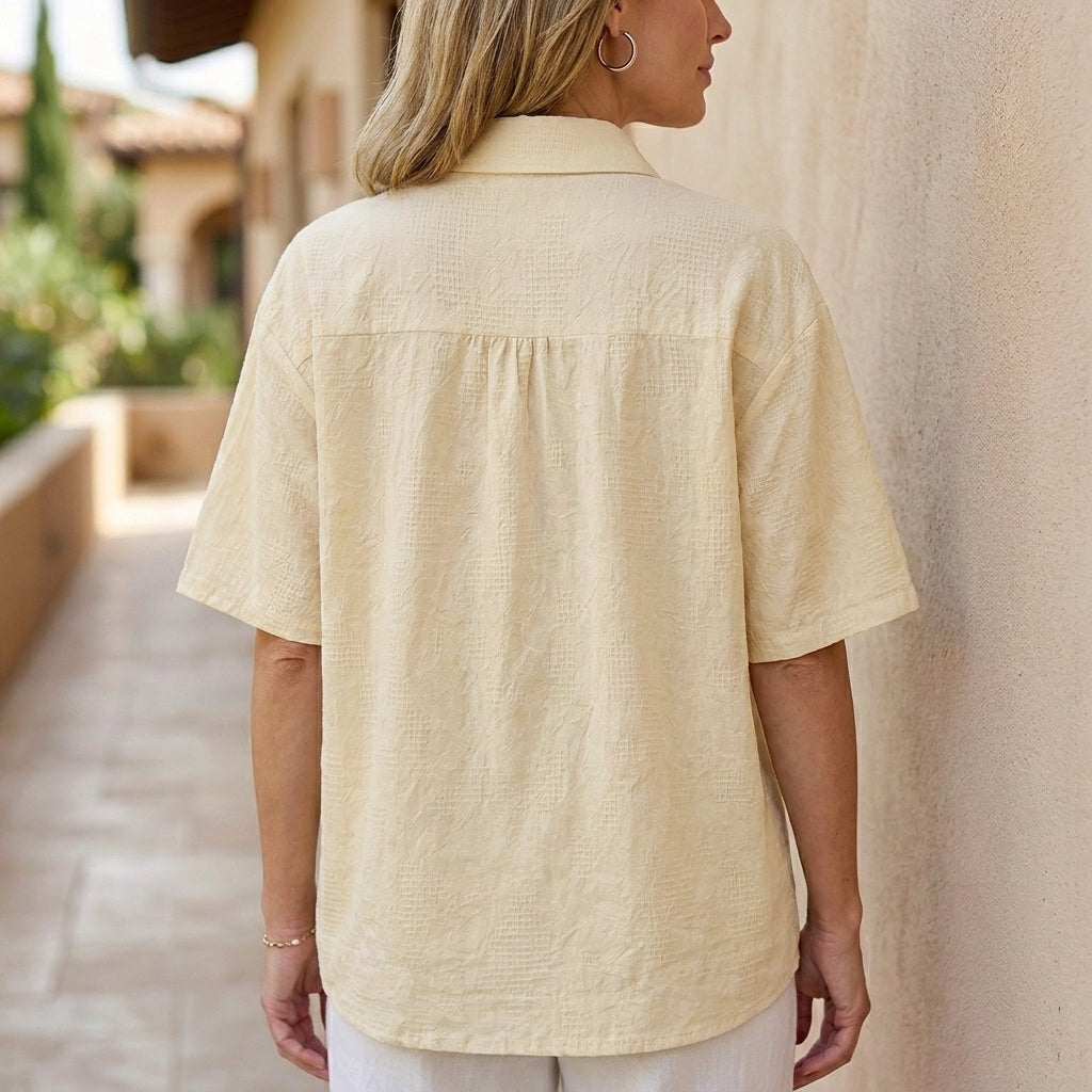 Duttini | Refined Embroidered Button-Up Blouse With Relaxed Fit And Artistic Floral Detail