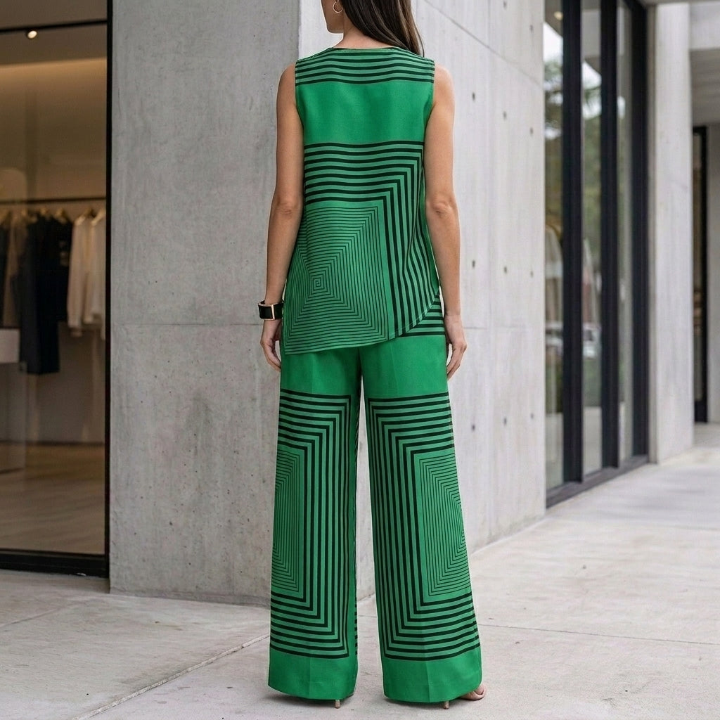 Duttini | Refined Loose Sleeveless Top With Asymmetrical Hem And Wide-Leg Pants Set