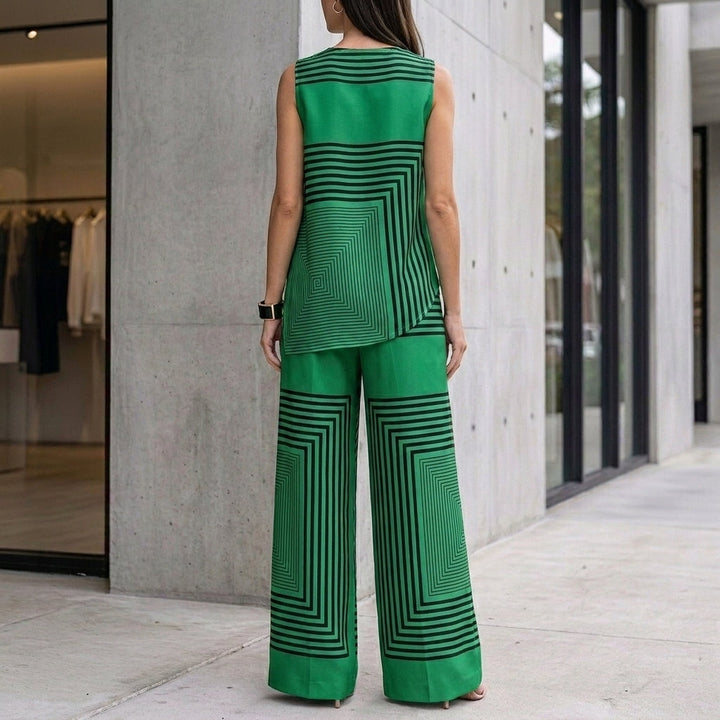 Duttini | Refined Loose Sleeveless Top With Asymmetrical Hem And Wide-Leg Pants Set