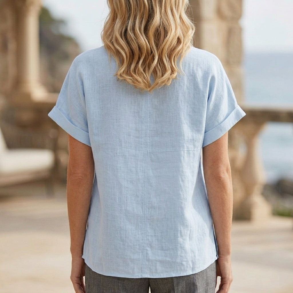 Duttini | Effortless V-Neck Relaxed Fit Coastal Blouse