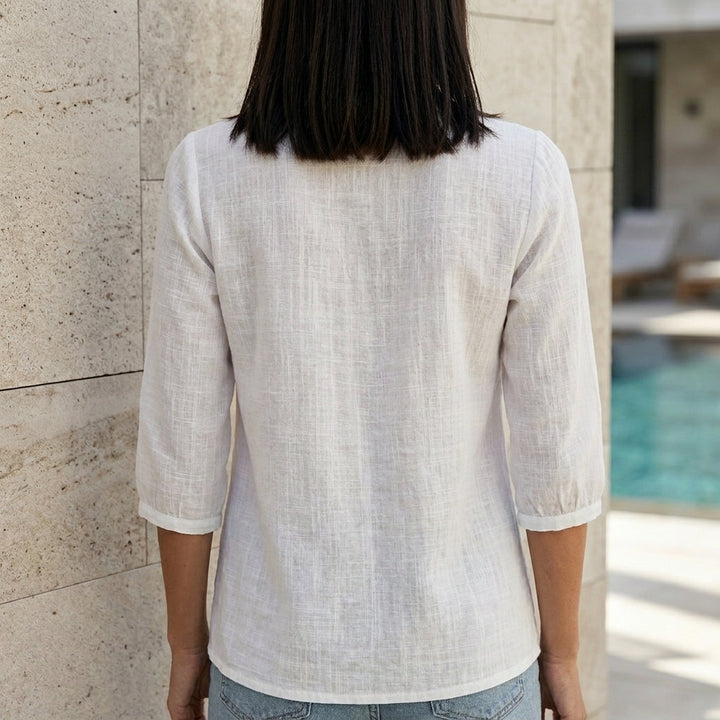Duttini | Romantic Lace Trim Square Neck Relaxed Blouse