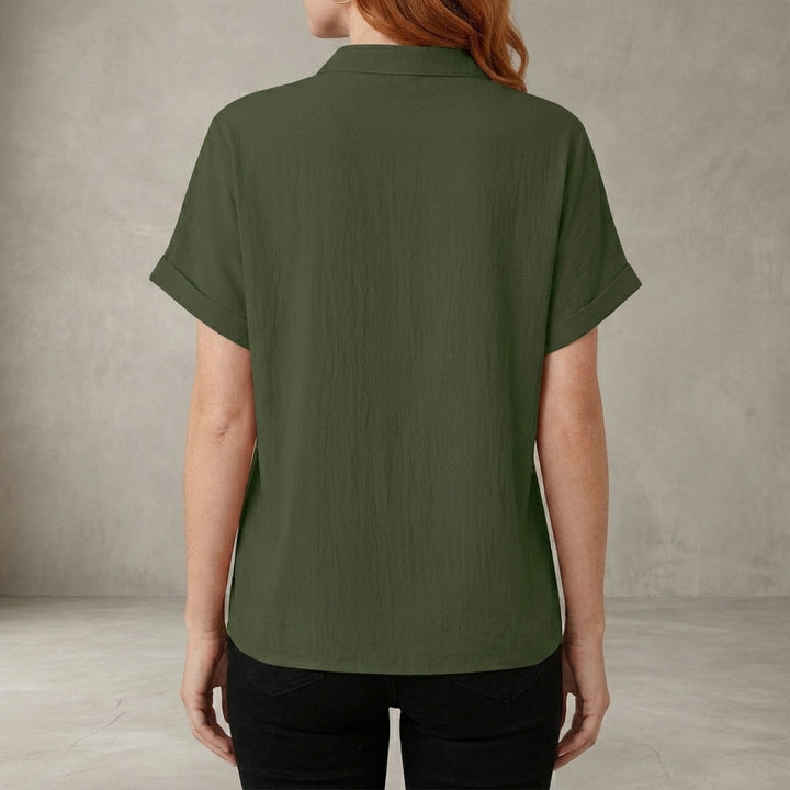 Duttini | Flowing Willow Grace Ruffle Trim Tie-Front Blouse