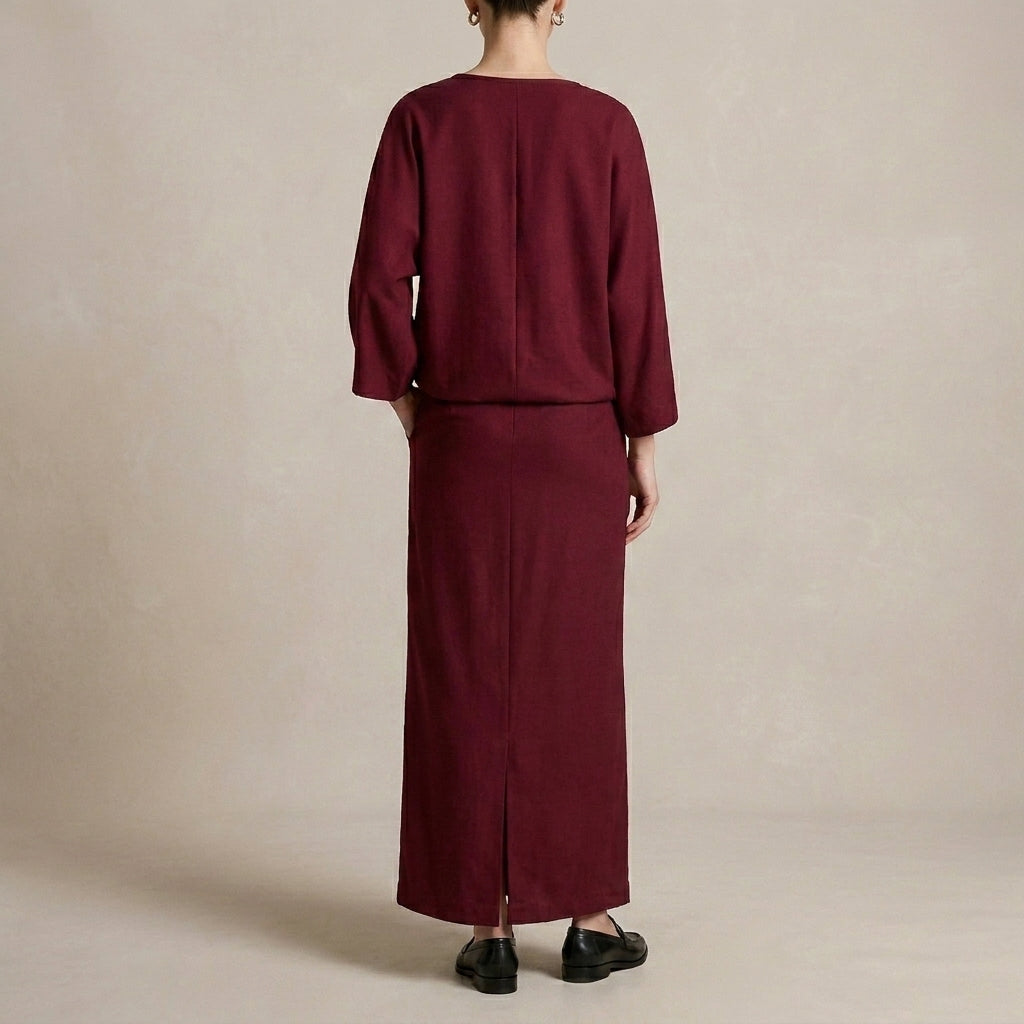 Duttini | Statement Two-Piece Textured Woven Skirt Suit With Draped High-Waist Silhouette