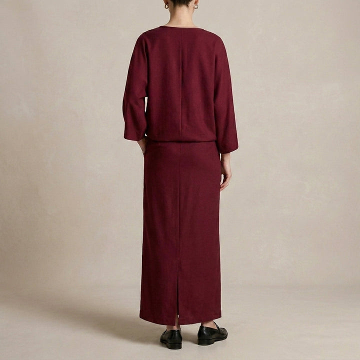 Duttini | Statement Two-Piece Textured Woven Skirt Suit With Draped High-Waist Silhouette