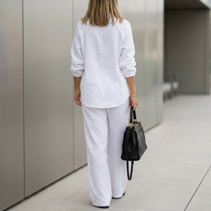Duttini | Flowing Oversized Two-Piece Crinkle-Texture Suit With Relaxed Silhouette And Drawstring Waist